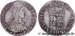 LOUIS XIV  THE SUN KING  Écu de Navarre, portrait à la mèche longue 1657 Saint-Palais XF