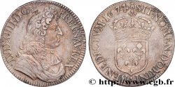 LOUIS XIV  THE SUN KING  Demi-écu, portrait à la cravate courte 1674 Paris XF