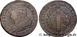 LOUIS XVI 2 sols au faisceau 1792 Perpignan AU