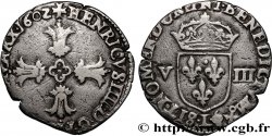 HENRI IV LE GRAND Huitième d écu, croix feuillue de face 1602 Bayonne