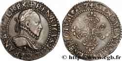 HENRY III Demi-franc au col gaufré 1587 Paris AU
