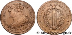 LOUIS XVI 2 sols dit  au faisceau , type FRANÇOIS 1791 Paris AU