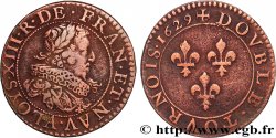 LOUIS XIII LE JUSTE Double tournois, type 6 de Paris 1629 Paris TTB