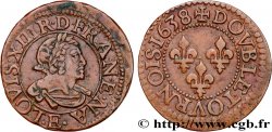 LOUIS XIII LE JUSTE Double tournois, 17e type 1638 Tours SUP