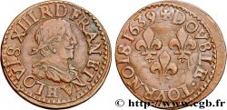 LOUIS XIII LE JUSTE Double tournois, type 14 1639 La Rochelle