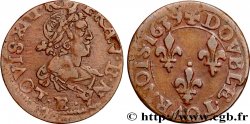 LOUIS XIII LE JUSTE Double tournois, 19e type 1639 Tours