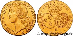 LOUIS XV DIT LE BIEN AIMÉ Louis d’or aux écus ovales, tête ceinte d’un bandeau 1743 Aix-en-Provence