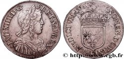 LOUIS XIV LE GRAND OU LE ROI SOLEIL Demi-écu, portrait à la mèche longue 1650 Angers