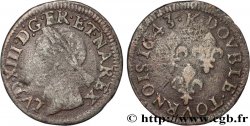 LOUIS XIII LE JUSTE Double tournois, type de Warin 1643 Bordeaux