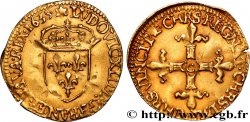 LOUIS XIII LE JUSTE Écu d or au soleil, à la croix bâtonnée et fleuronnée 1635 Saint-Lô