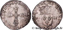 CHARLES X, CARDINAL DE BOURBON Quart d écu, croix de face 1590 Paris