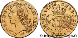 LOUIS XV THE BELOVED Louis d’or aux écus ovales, tête ceinte d’un bandeau 1753 Lyon