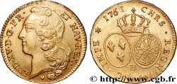 LOUIS XV DIT LE BIEN AIMÉ Double louis d’or aux écus ovales, tête ceinte d’un bandeau 1761 Strasbourg TTB+
