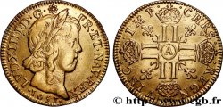 LOUIS XIV LE GRAND OU LE ROI SOLEIL Louis d’or aux huit L, portrait à la mèche longue 1651 Paris