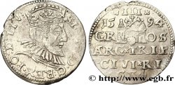 LIVONIE - SIGISMOND III VASA Trois groschen ou trojak ryski 1594 Riga
