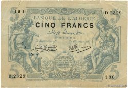 5 Francs ALGERIA  1921 P.071b