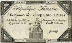 50 Livres FRANKREICH  1792 Ass.39a