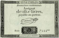 10 Livres filigrane républicain FRANCE 1792 Ass.36b 500235 Banknotes