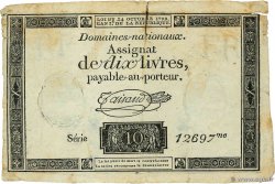 10 Livres filigrane républicain  FRANKREICH  1792 Ass.36c