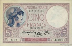 5 Francs FEMME CASQUÉE modifié FRANKREICH  1940 F.04.16