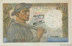 10 Francs MINEUR FRANCE  1947 F.08.17 VF+