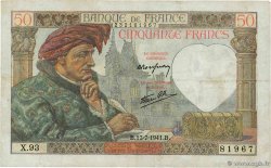 50 Francs JACQUES CŒUR FRANKREICH  1941 F.19.12 fSS