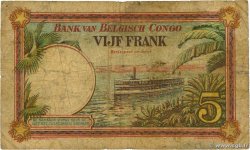 5 Francs BELGIAN CONGO  1929 P.08e G