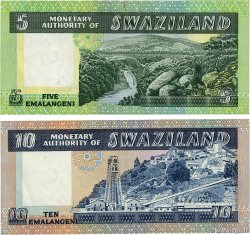 5 et 10 Emalangeni Lot SWAZILAND  1974 P.03a et P.04a TTB+