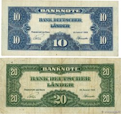10 et 20 Deutsche Mark Lot ALLEMAGNE FÉDÉRALE  1949 P.16a et 17a TB