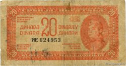 20 Dinara YOUGOSLAVIE  1944 P.051a B+