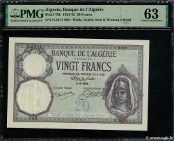 20 Francs ALGERIEN  1928 P.078b fST+