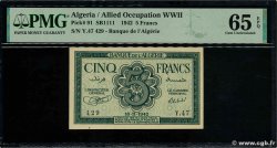 5 Francs ALGERIA  1942 P.091 UNC
