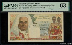 100 Francs La Bourdonnais FRENCH EQUATORIAL AFRICA  1946 P.24 AU