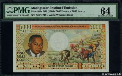 5000 Francs - 1000 Ariary MADAGASCAR  1966 P.060a SC+