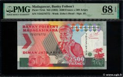 2500 Francs - 500 Ariary MADAGASCAR  1988 P.072Ab FDC