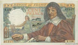 100 Francs DESCARTES FRANCE  1944 F.27.08