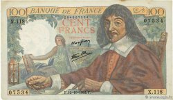 100 Francs DESCARTES FRANCE  1944 F.27.08 TTB+