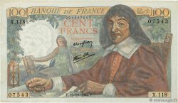 100 Francs DESCARTES FRANCE  1944 F.27.08