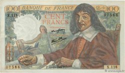 100 Francs DESCARTES FRANCE  1944 F.27.08