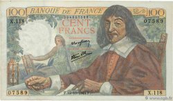 100 Francs DESCARTES FRANCE  1944 F.27.08