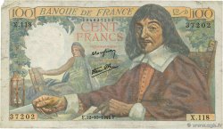100 Francs DESCARTES FRANCE  1944 F.27.08 VF