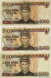 5000 Rupiah Lot INDONESIEN  1986 P.125a