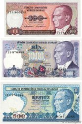 100, 500 et 1000 Lira Lot TURQUIE  1983 P.194b et P.195 et P.196 NEUF
