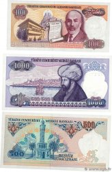 100, 500 et 1000 Lira Lot TURQUIE  1983 P.194b et P.195 et P.196 NEUF