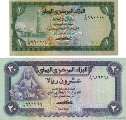 1 et 20 Rials Lot YEMEN REPUBLIC  1973 P.11b et P.14a F+
