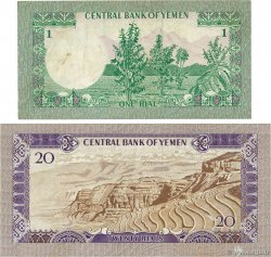 1 et 20 Rials Lot YEMEN REPUBLIC  1973 P.11b et P.14a F+