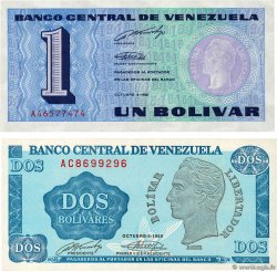 1 et 2 Bolivares Lot VENEZUELA  1989 P.068 et P.069 NEUF