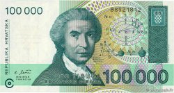 100000 Dinara CROAZIA  1993 P.27a q.FDC