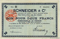 2 Francs FRANCE régionalisme et divers Creusot (Le) 1914 JP.71.07 TTB