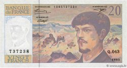 20 Francs DEBUSSY à fil de sécurité FRANCE  1993 F.66BIS.05